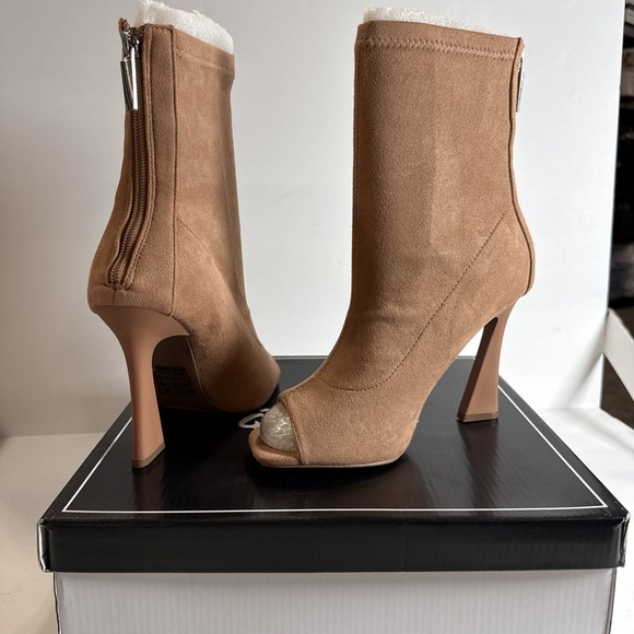 Qupid Love some Peachy suede zipper Open Toe Ankle BOOT women's size 8 - Picture 1 of 6
